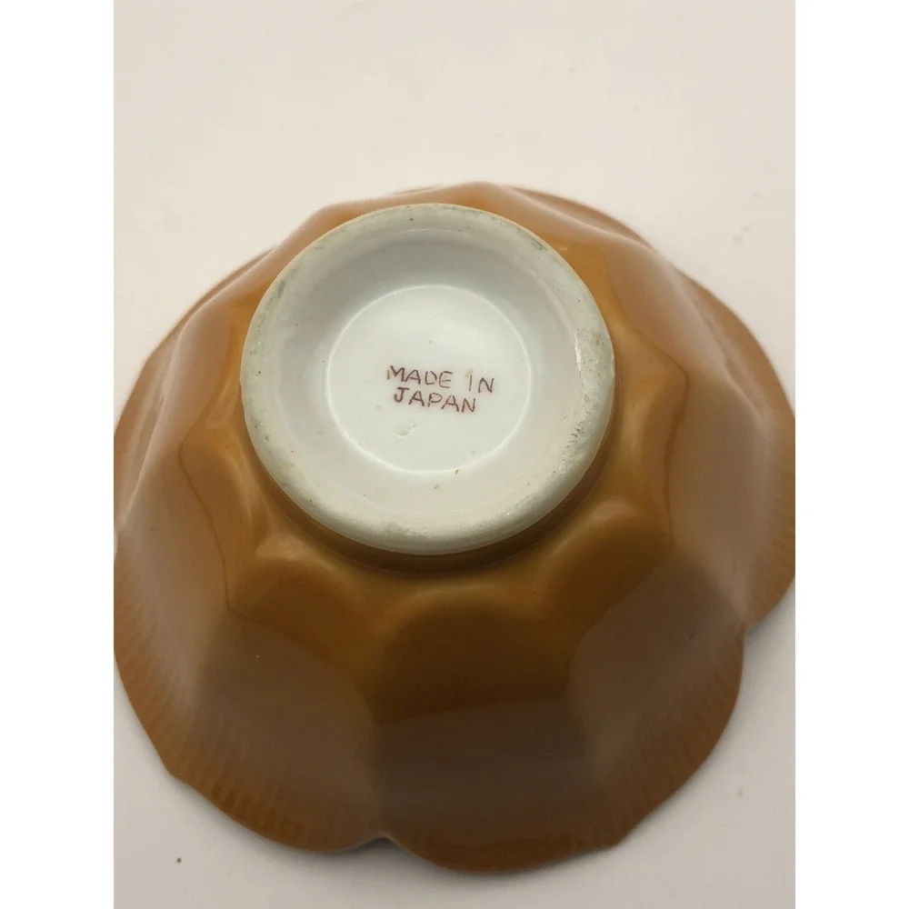 VTG Lotus Blossom Shaped Rice Bowl Burnt Orange